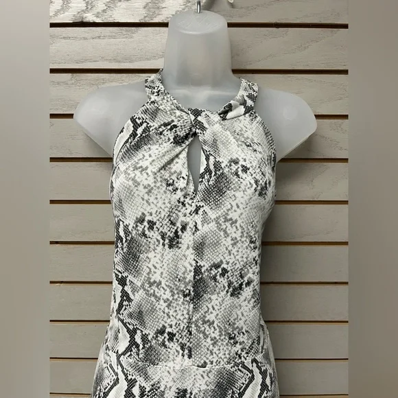 Nina Leonard Black and White Reptile Print Dress - Picture 5 of 7